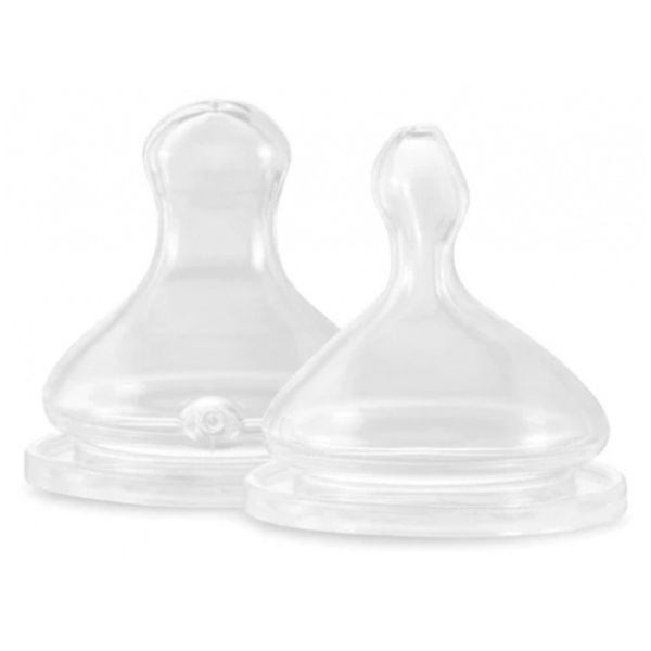 Set 2 Tétines Physiologiques en Silicone - débit Extra-Lent