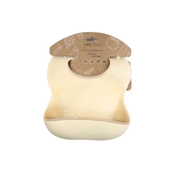 Lot de 2 bavoirs silicone avec Rebords , collection Petit Miam Vanille