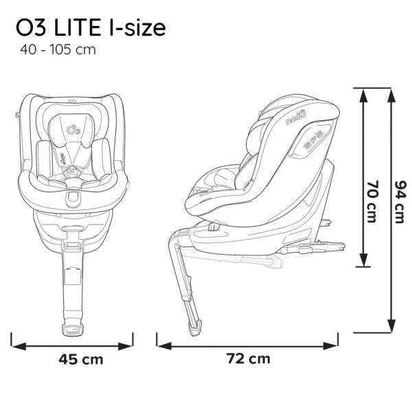 Siège auto pivotant O3 LITE 360° isofix noir 40-105 cm i-Size