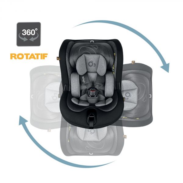 Siège auto pivotant O3 LITE 360° isofix noir 40-105 cm i-Size