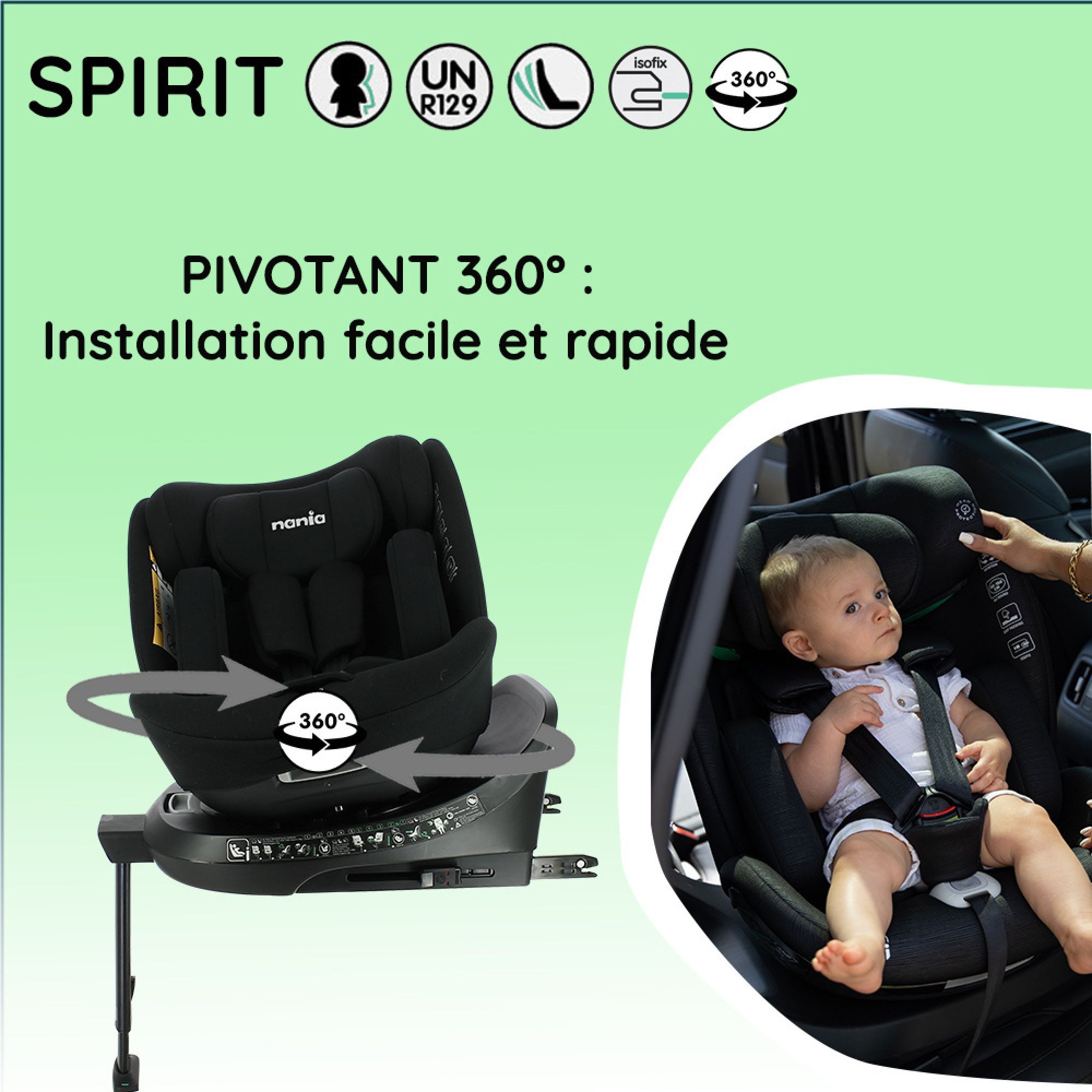 Siége Auto Pivotant 360° Isofix Universel Noir – Mon Bébé –