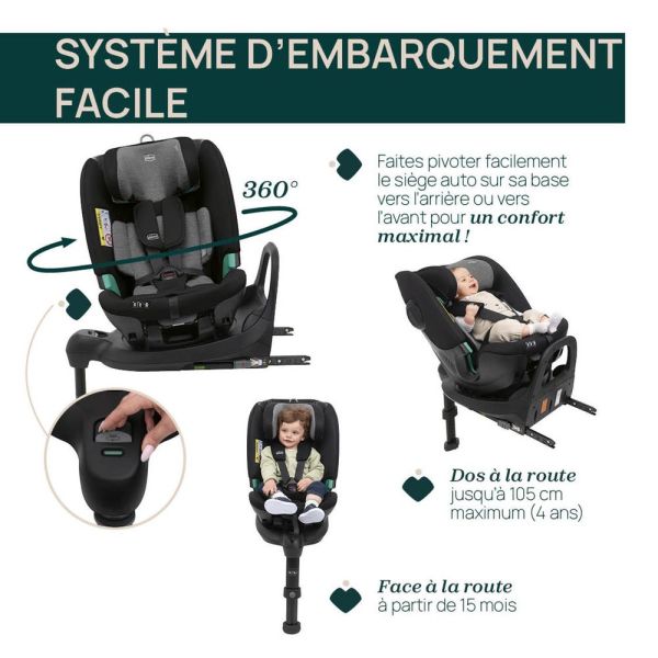 Siège auto FullSeat 360 i-Size avec base Black satin
