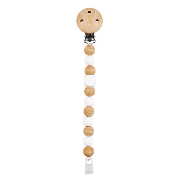 Attache sucette en silicone brun blanc