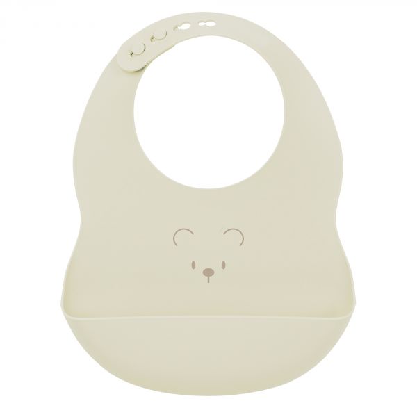 Bavoir en silicone pêche poudré imprimé étoiles