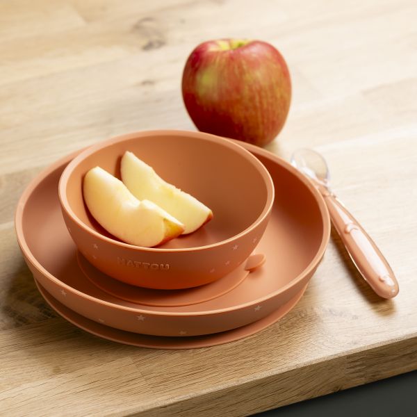 Coffret repas 3 pièces en silicone terracotta /étoiles