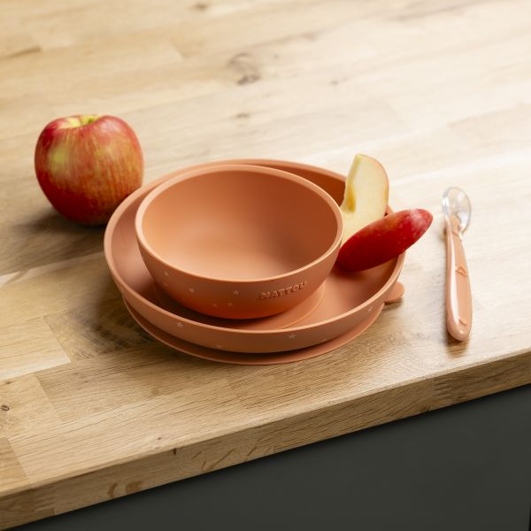 Coffret repas 3 pièces en silicone terracotta /étoiles