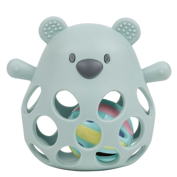 Hochet avec balle ours en slicone vert d'eau
