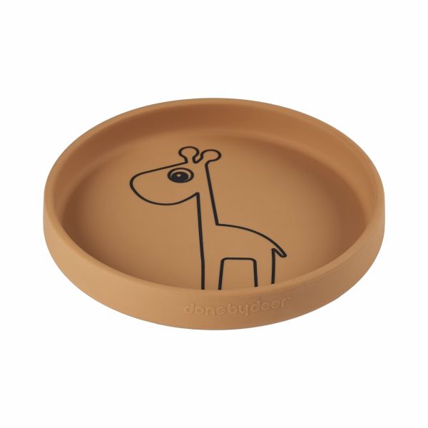Assiette bébé silicone antidérapante Raffi marron