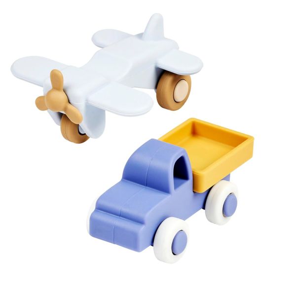 Set 2 pièces camion + avion bleu