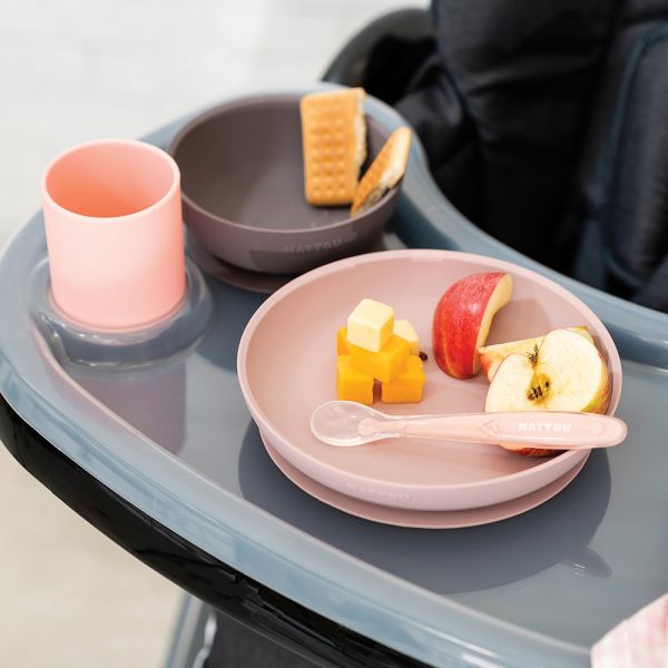 Coffret repas 4 pièces en silicone rose aubergine