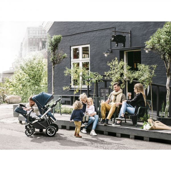 Poussette duo Sleek avec nacelle - Grey Melange on Black