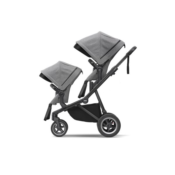 Siège poussette Sleek Sibling - Grey Melange on Black