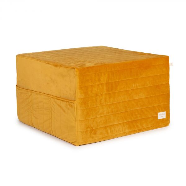 Pouf enfant convertible en matelas Velvet Farniente Yellow