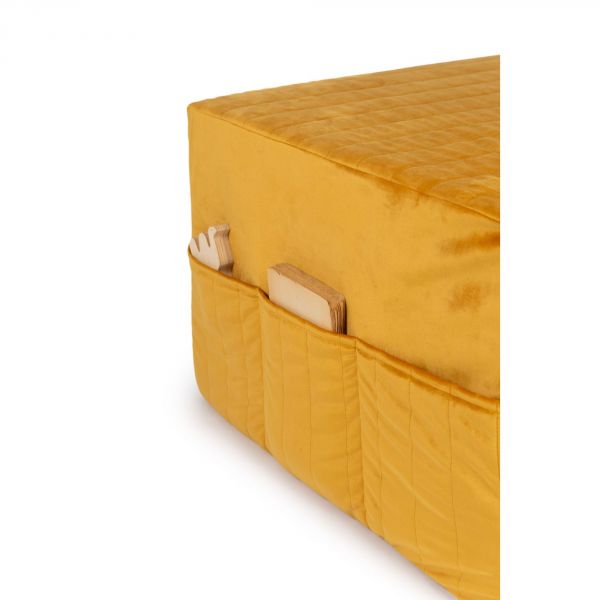 Pouf enfant convertible en matelas Velvet Farniente Yellow