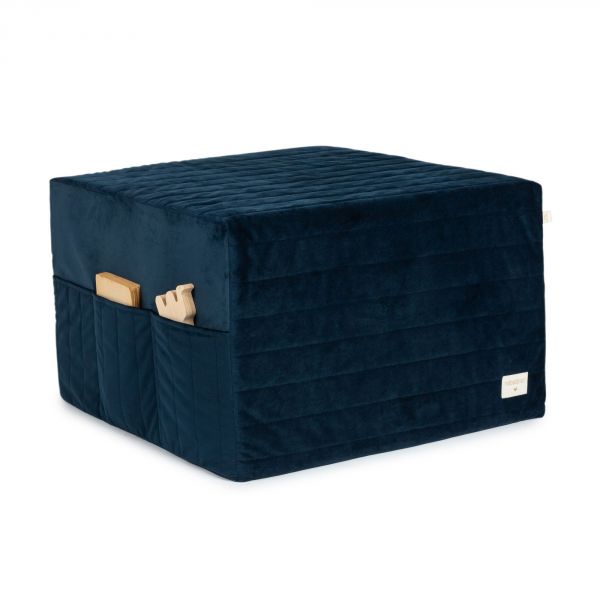 Pouf enfant convertible en matelas Velvet Night Blue