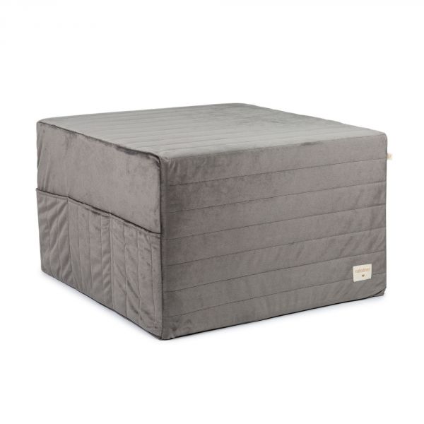 Pouf enfant convertible en matelas Velvet Slate Grey