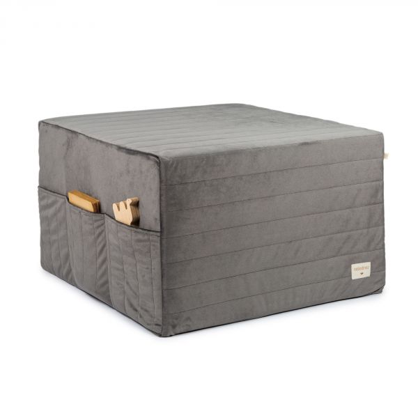 Pouf enfant convertible en matelas Velvet Slate Grey