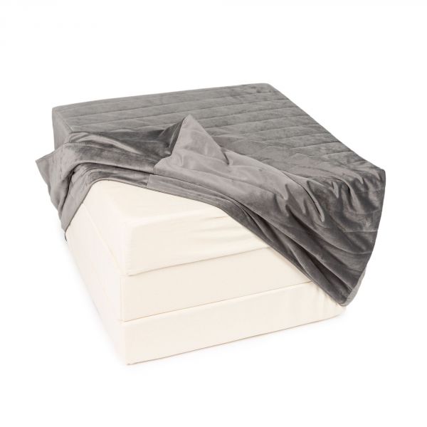 Pouf enfant convertible en matelas Velvet Slate Grey