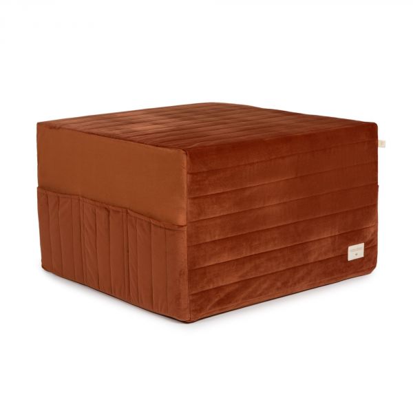 Pouf enfant convertible en matelas Velvet Wild Brown