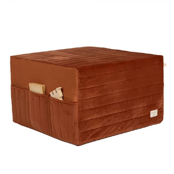 Pouf enfant convertible en matelas Velvet Wild Brown