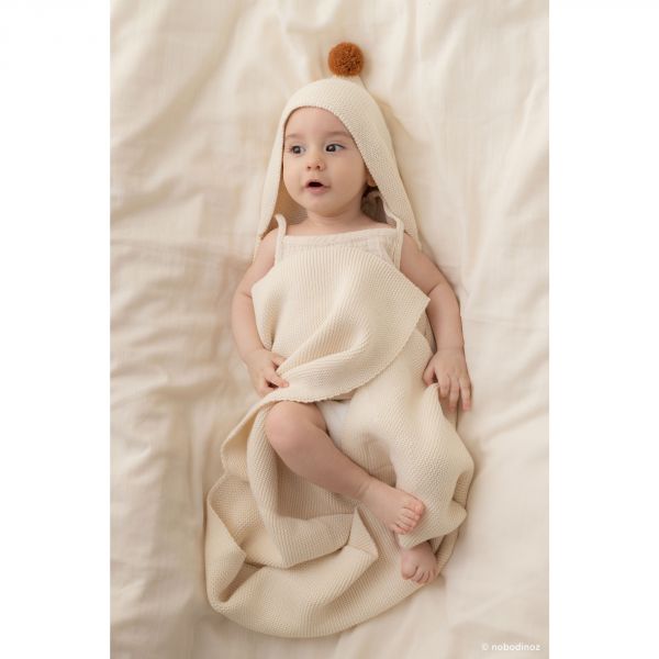 Couverture bébé So natural tricot coton bio 65x65 cm Natural