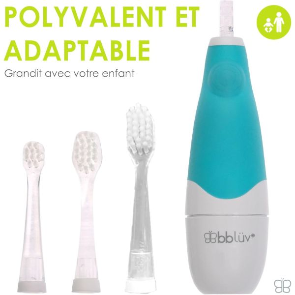 Brosse à dents électrique bébé à vibrations douces avec LED de 0 à 18 mois