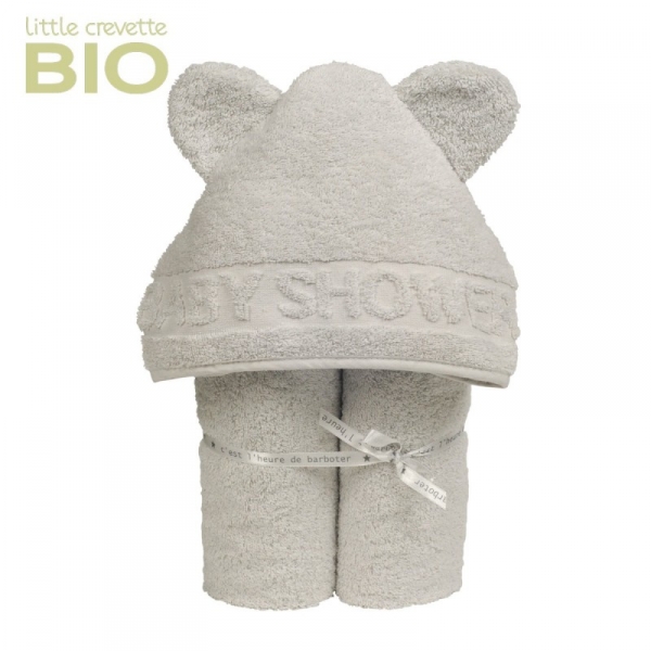 Cape de bain bébé coton bio Gris Perle