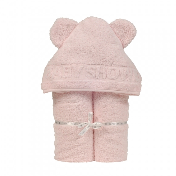 Cape de bain bébé coton bio Rose Pâle