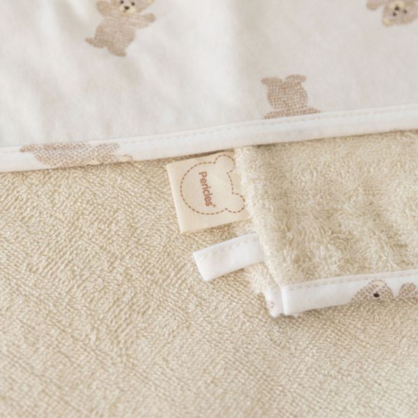 Cape de bain bébé et gant Bear Allover