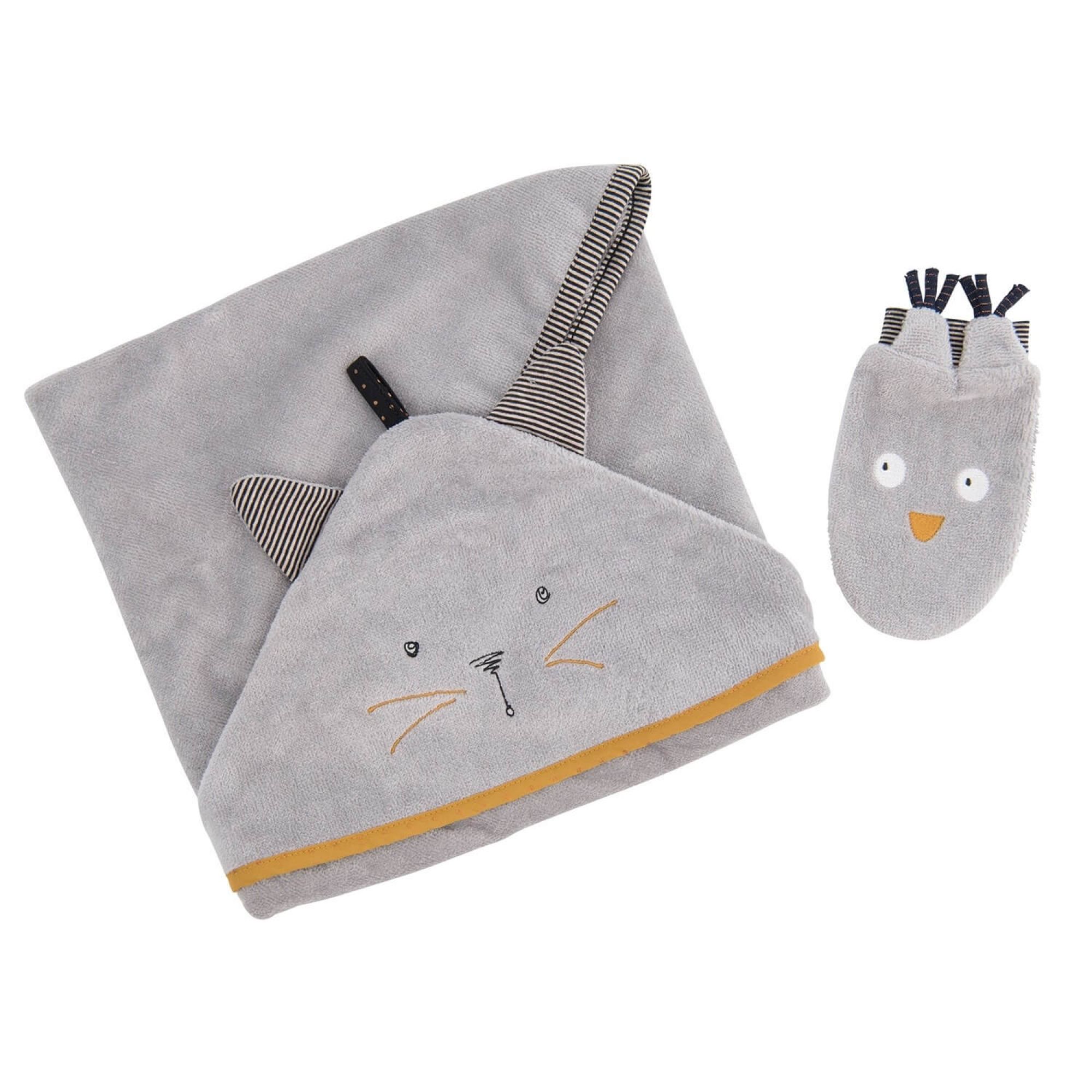 Moulin Roty Sortie De Bain Personnalisable Les Moustaches Made In Bebe