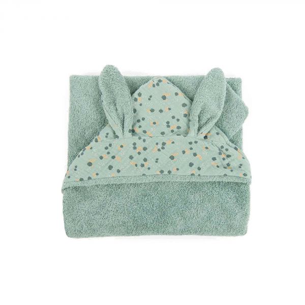 Cape de bain Trois petits lapins - Sauge