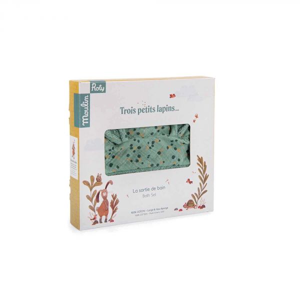 Cape de bain Trois petits lapins - Sauge