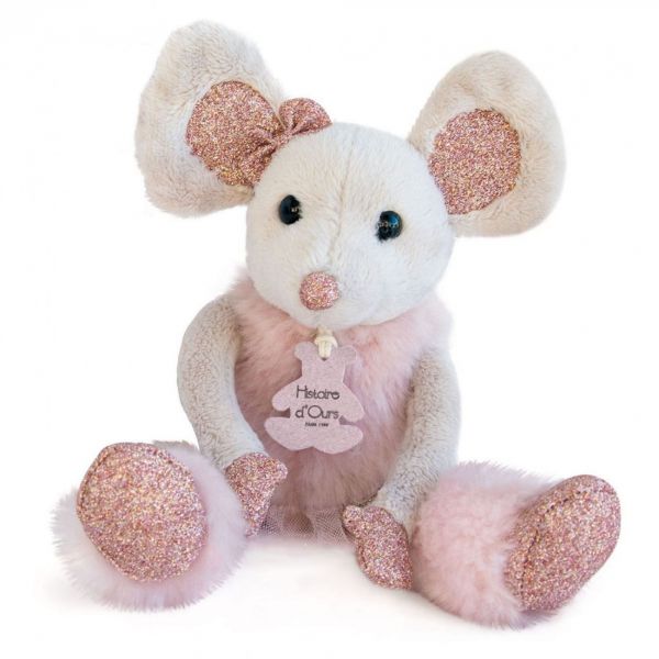 Peluche Souris rose 25 cm