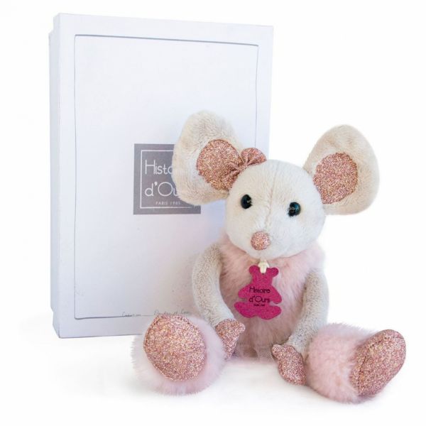 Peluche Souris rose 25 cm