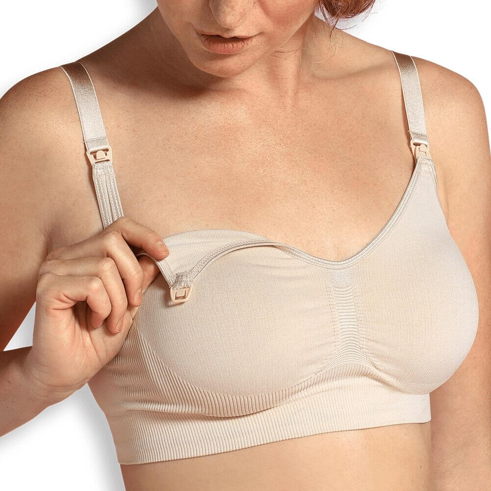 Soutien gorge allaitement sans armature beige taille L - Made in Bébé