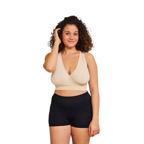 Soutien- gorge grossesse et allaitement rembourré sans couture beige L