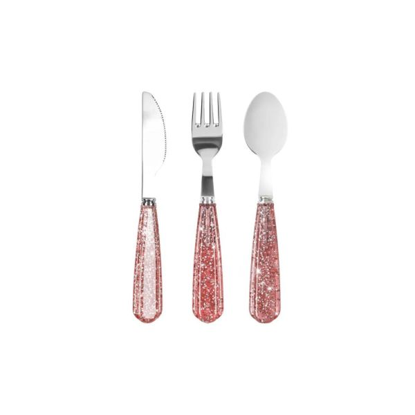 Ensemble de couverts d'apprentissage Blush à paillettes