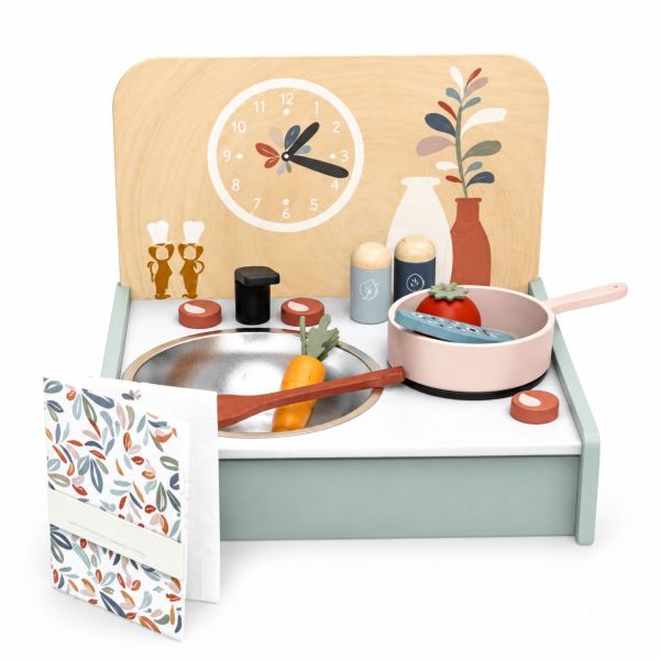 Mini cuisine enfant en bois avec 8 accessoires
