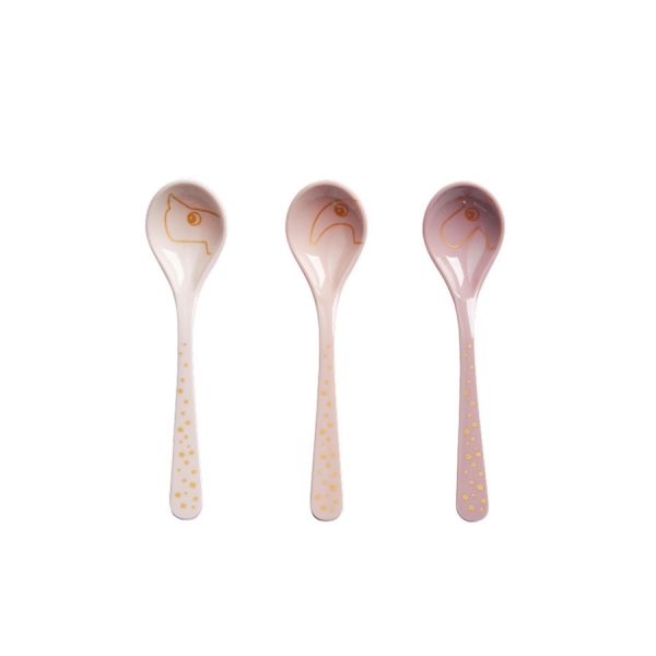 Lot de 3 cuillères Dots rose / doré