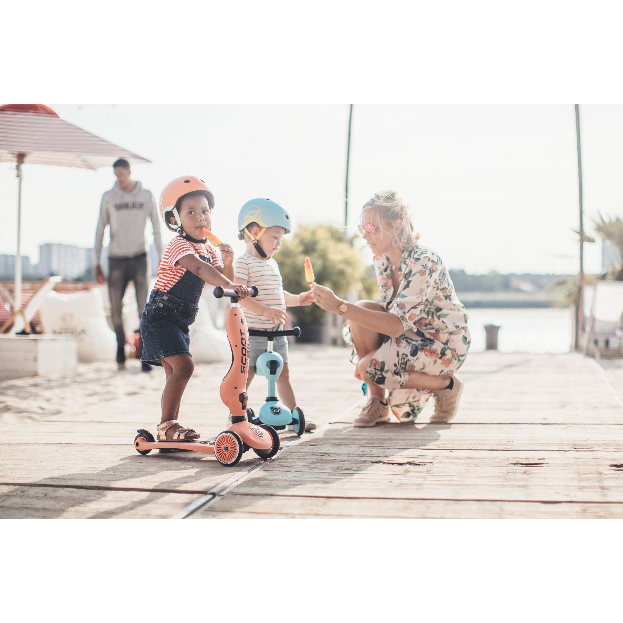 Porteur et trottinette enfant, 2 en 1, coloris vert forêt