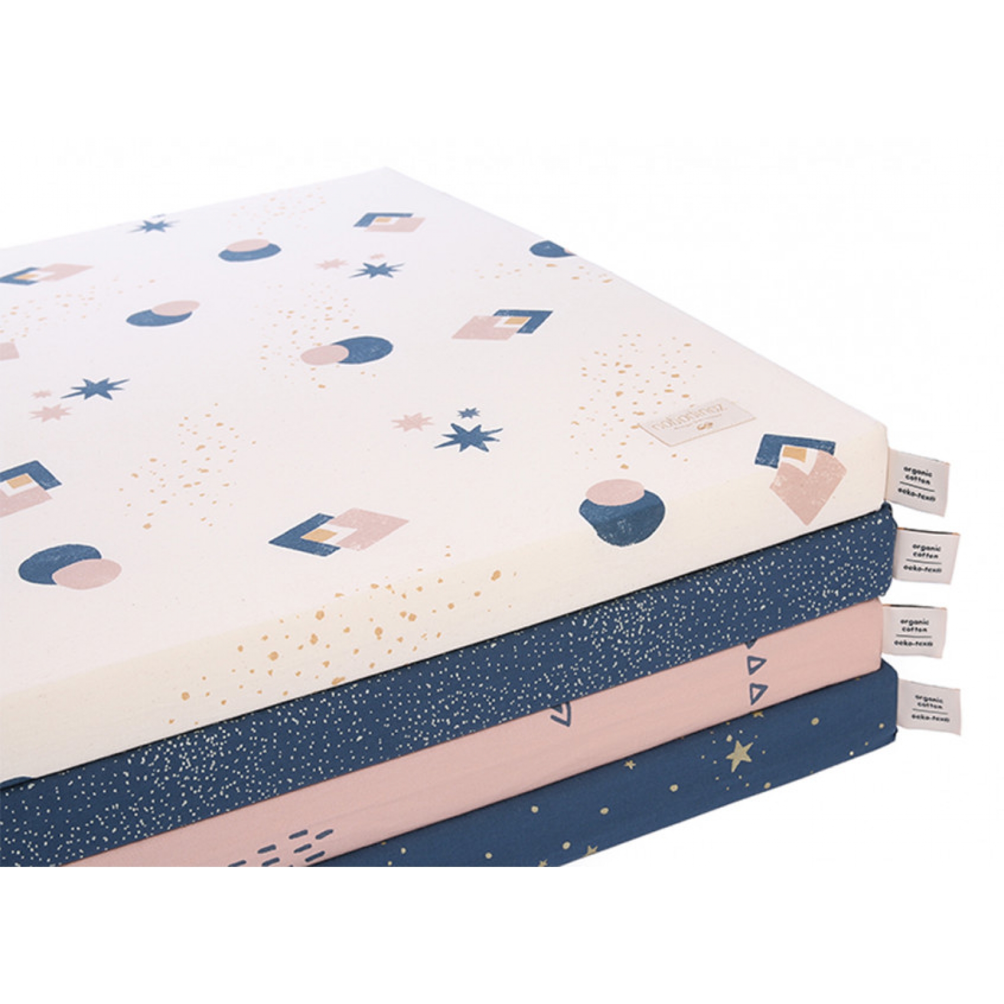 Nobodinoz Matelas De Sol Coton Bio St Barth Gold Bubble Night Blue Made In Bebe