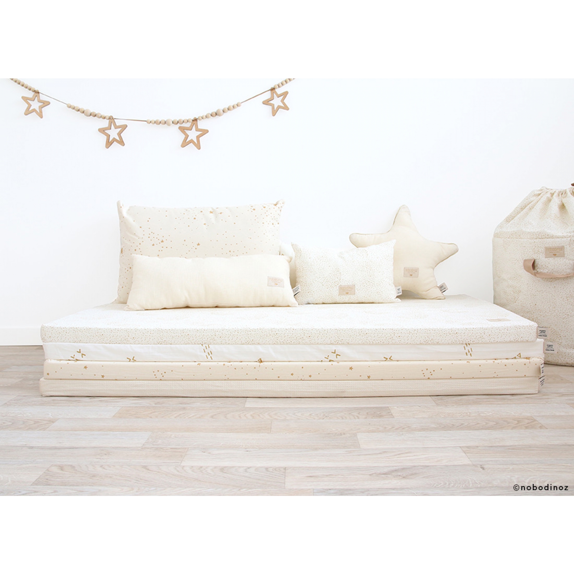 Nobodinoz Matelas De Sol Coton Bio St Barth Gold Stella Natural Made In Bebe