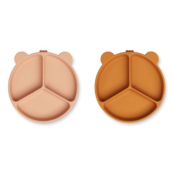Lot de 2 assiettes compartimentées Stacy Mustard Tuscany Rose mix