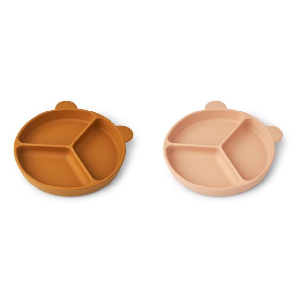 Lot de 2 assiettes compartimentées Stacy Mustard Tuscany Rose mix