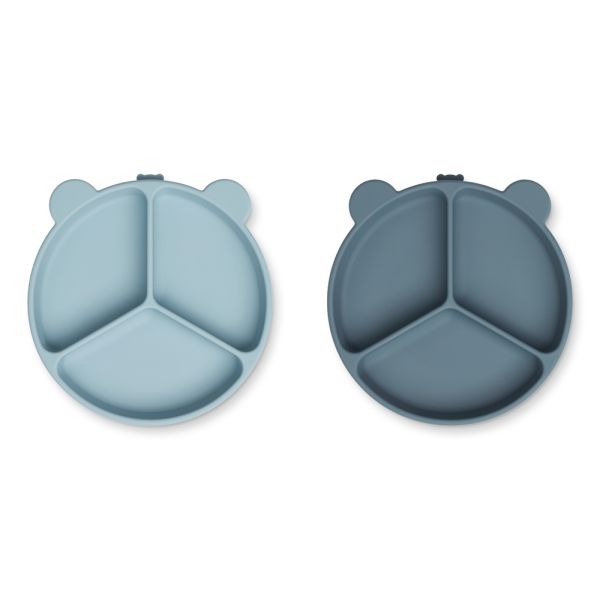 Lot de 2 assiettes compartimentées Stacy Sea blue Whale blue