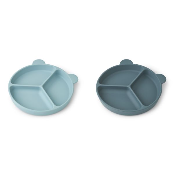 Lot de 2 assiettes compartimentées Stacy Sea blue Whale blue