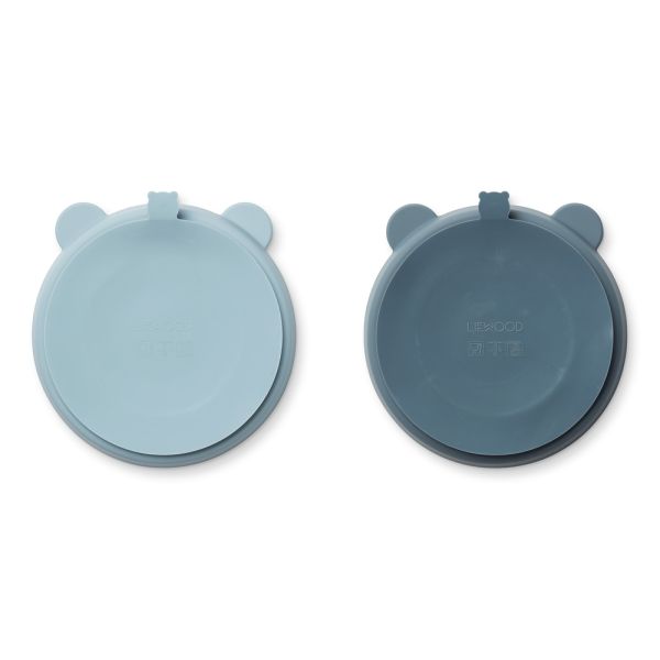 Lot de 2 assiettes compartimentées Stacy Sea blue Whale blue