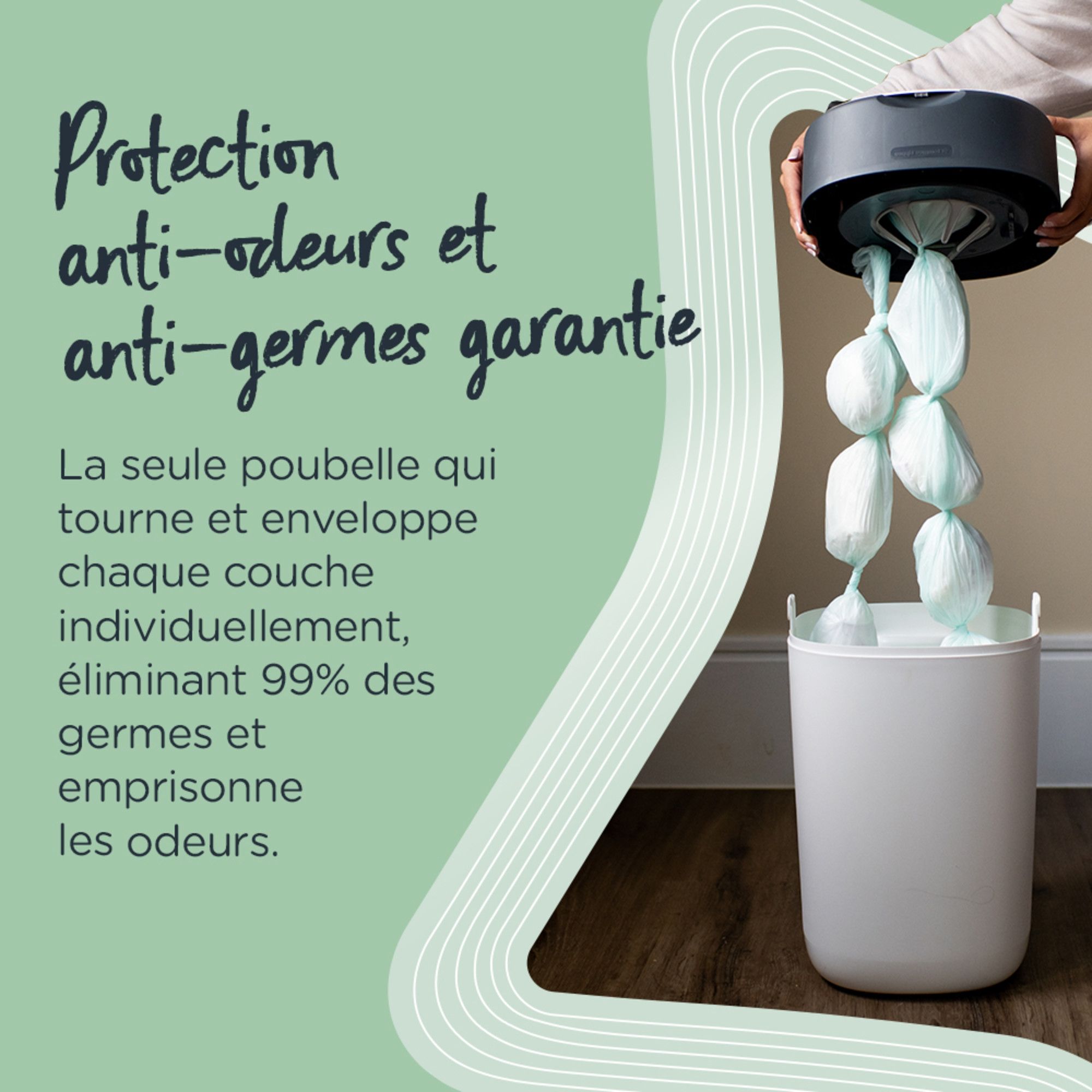 Tommee Tippee Poubelle à couches Twist & Click Advanced blanc, 4 recharges  Greenfilm