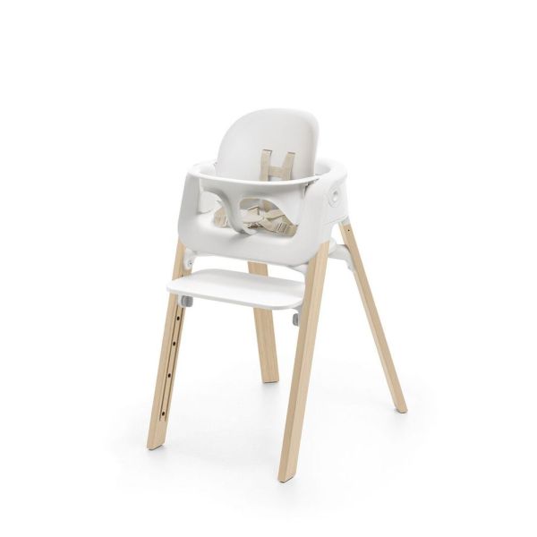 Chaise haute Steps complète avec baby set et plateau Blanc / Natural