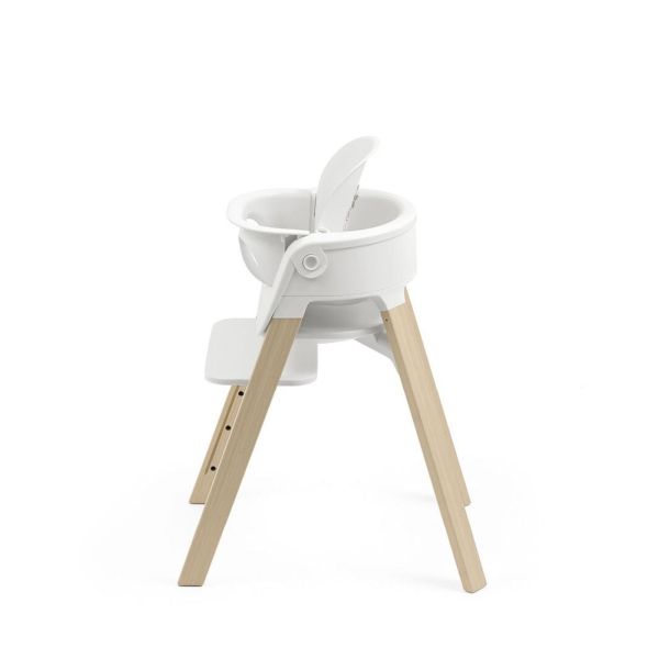 Chaise haute Steps complète avec baby set et plateau Blanc / Natural